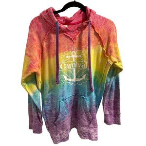 Carnival Rainbow Tie-Dye Pullover Hoodie XL Long-Sleeve Front Pocket Womens Casu